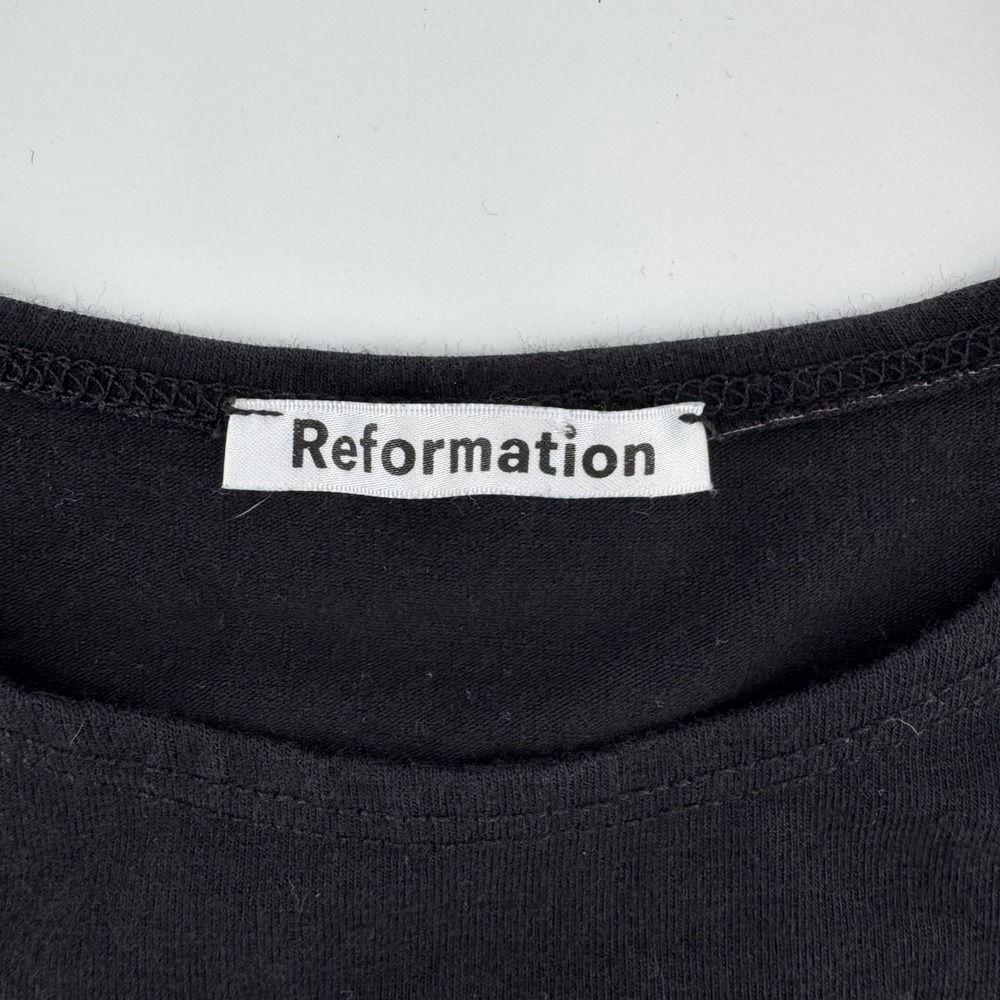 Reformation Solid Black Bodysuit Long Sleeve Bust… - image 4